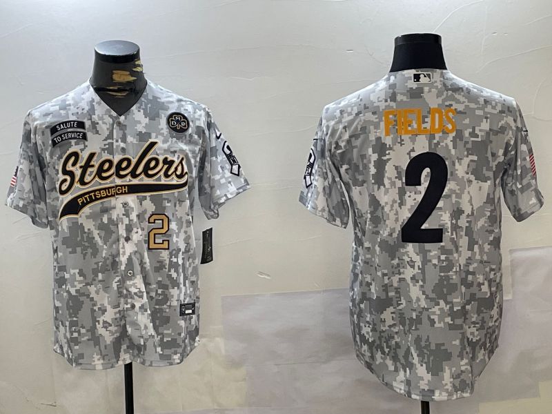 Men Pittsburgh Steelers 2 Fields Nike Arctic Camo 2024 Salute to Service Limited NFL Jersey style 5